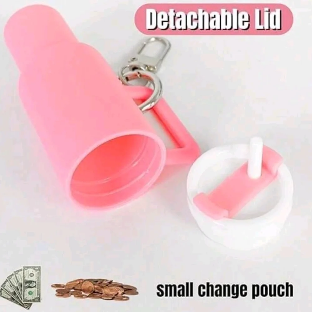 Pink Mini Water Bottle Keychain